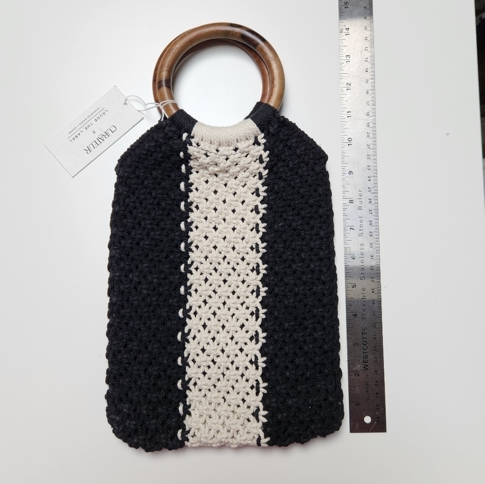 Laude the Label Gabby Mini Macrame Bag Black/White - Picture 10 of 15